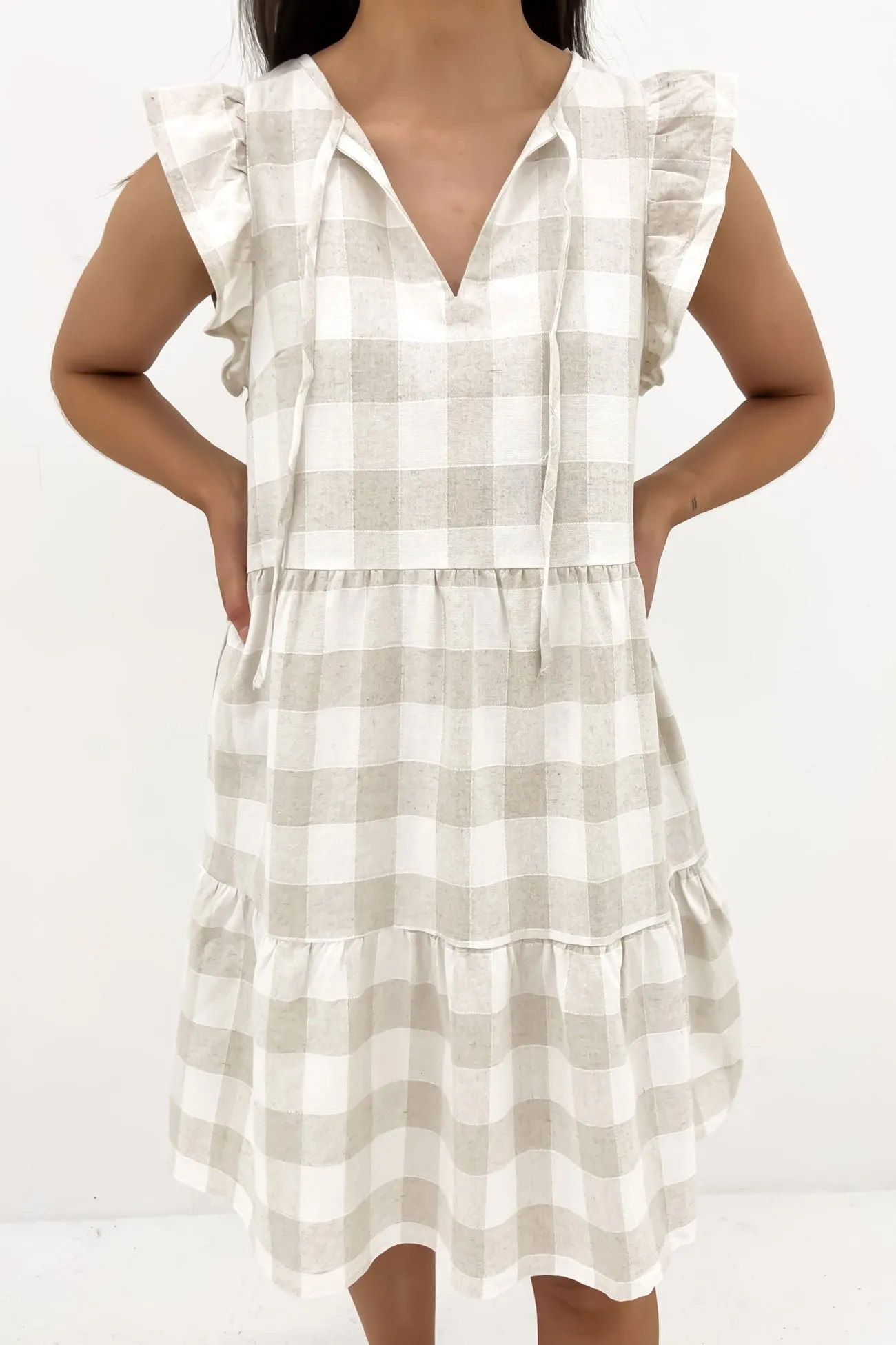 Julia Mini Dress Beige Check