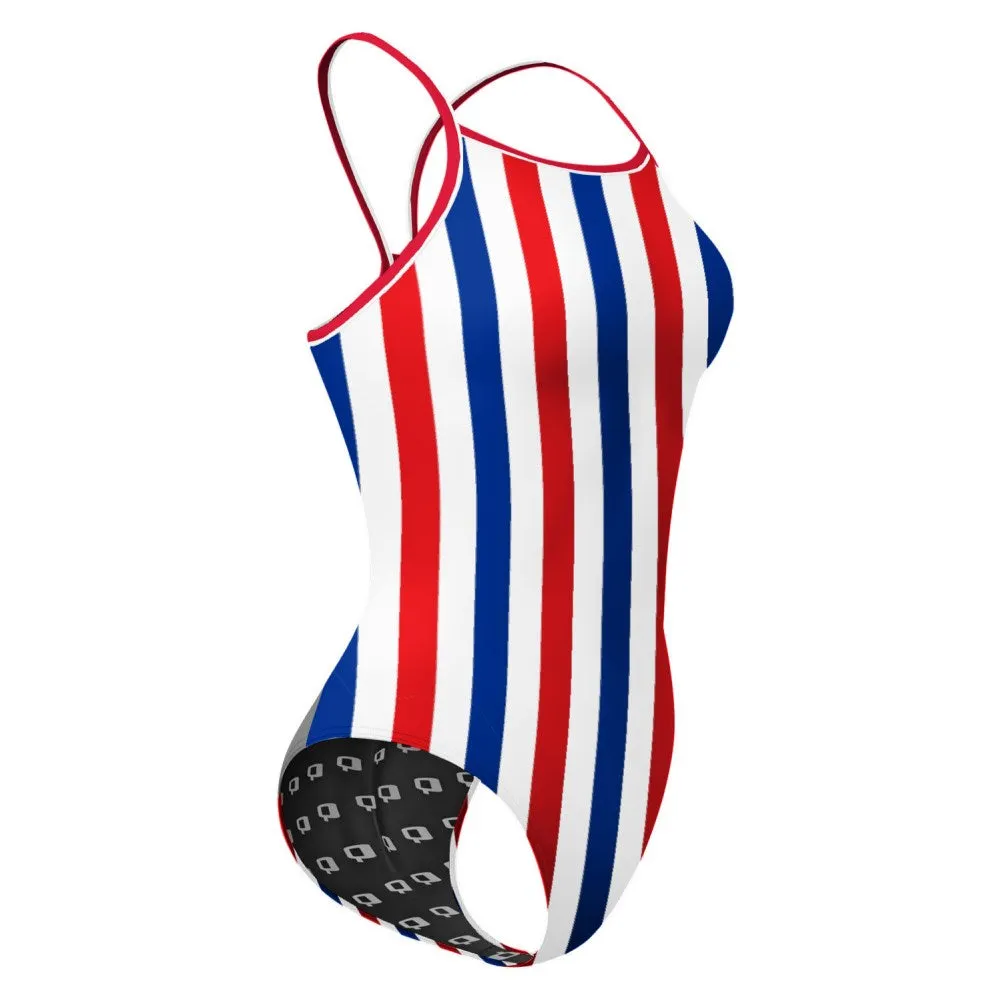 July Stripes Skinny Strap Swimsuit