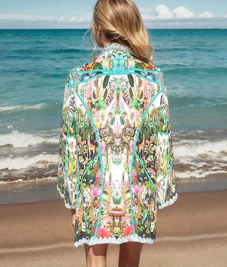 Jungle Silk Embellished Kimono jacket 🧥