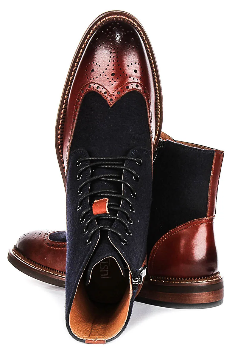 Justinreess England Clifford In Navy Brown For Men