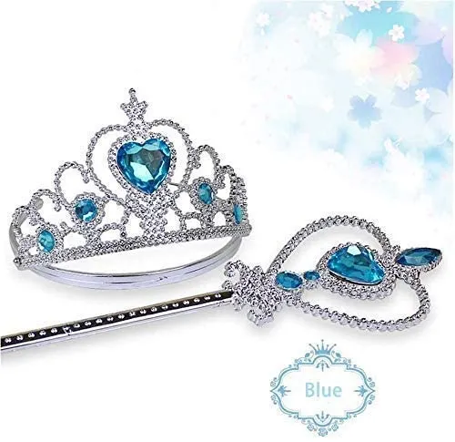 Kaku Fancy Dresses Plastic Fairy Tales Character Princes Elsa Accessories Crown, Wig & Wand -White-Silver, 3-10 Years, For Girls