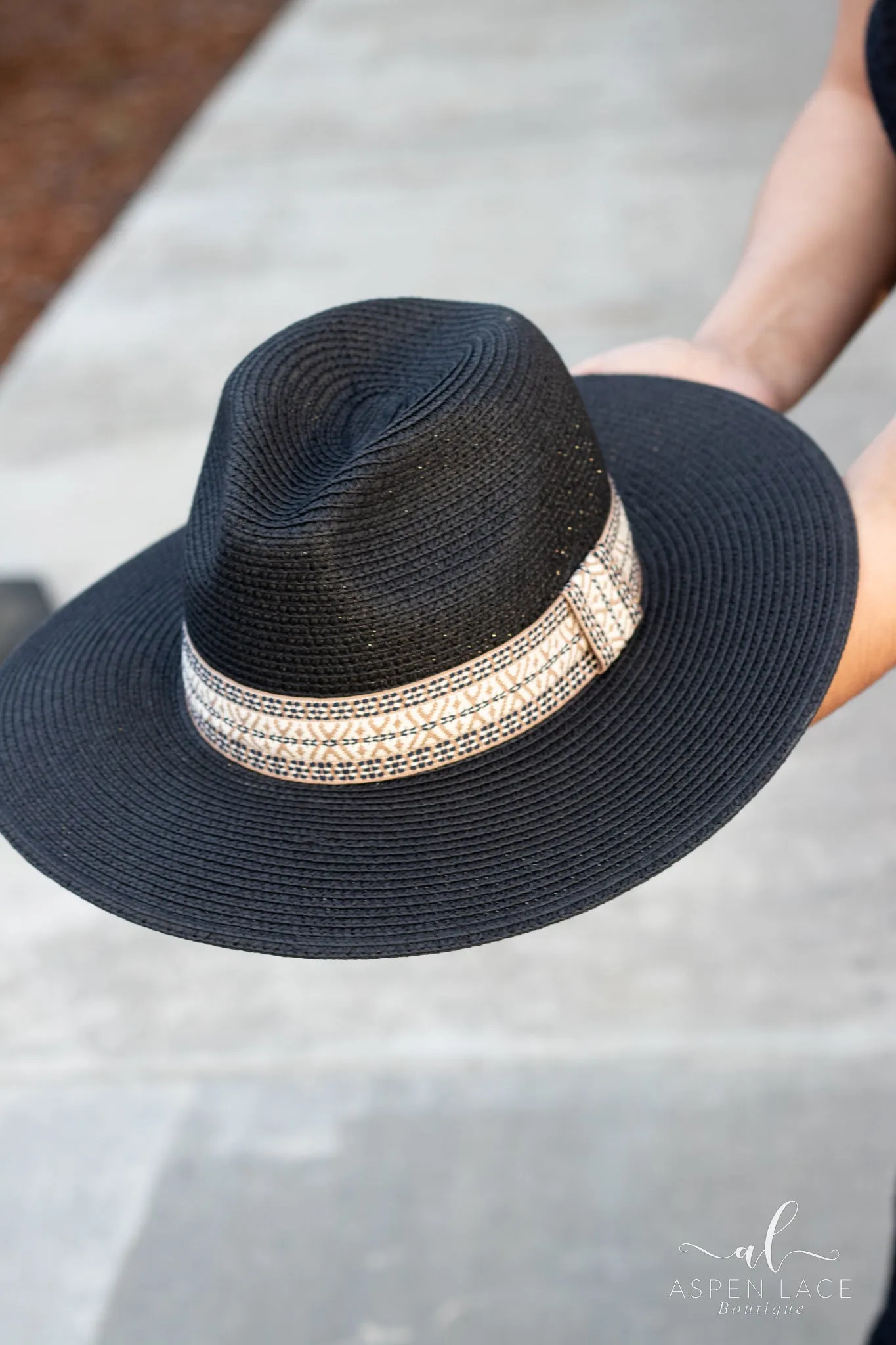 Kalisa Wide Brim Sun Hat (Black)