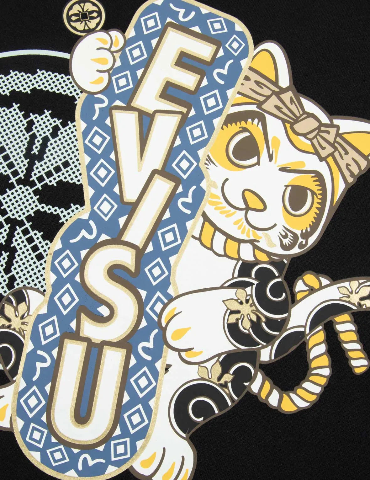 Kamon and Fortune Cat Print T-shirt