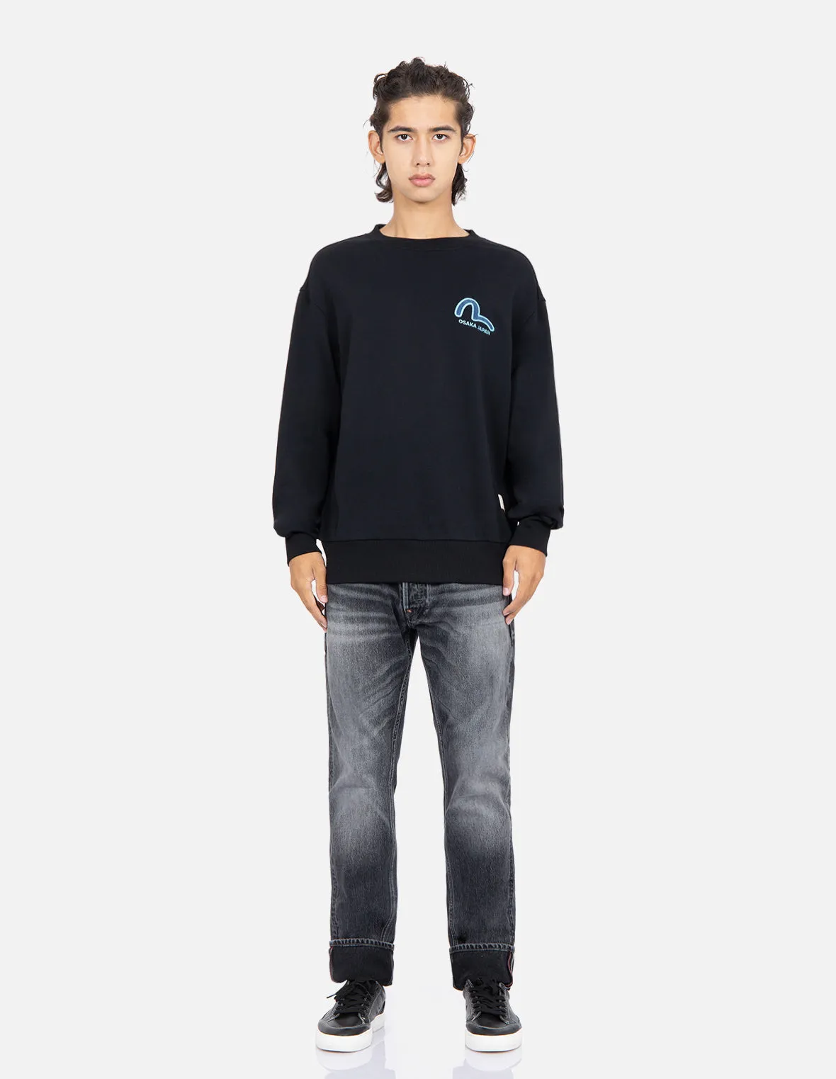 Kamon Logo Denim Appliqué Sweatshirt