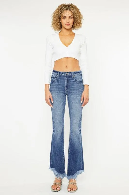 Kancan  High Rise Frayed Bootcut Jeans