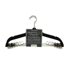 Karen Rhodes Black  Velvet Suit Hanger with Clips 6pc