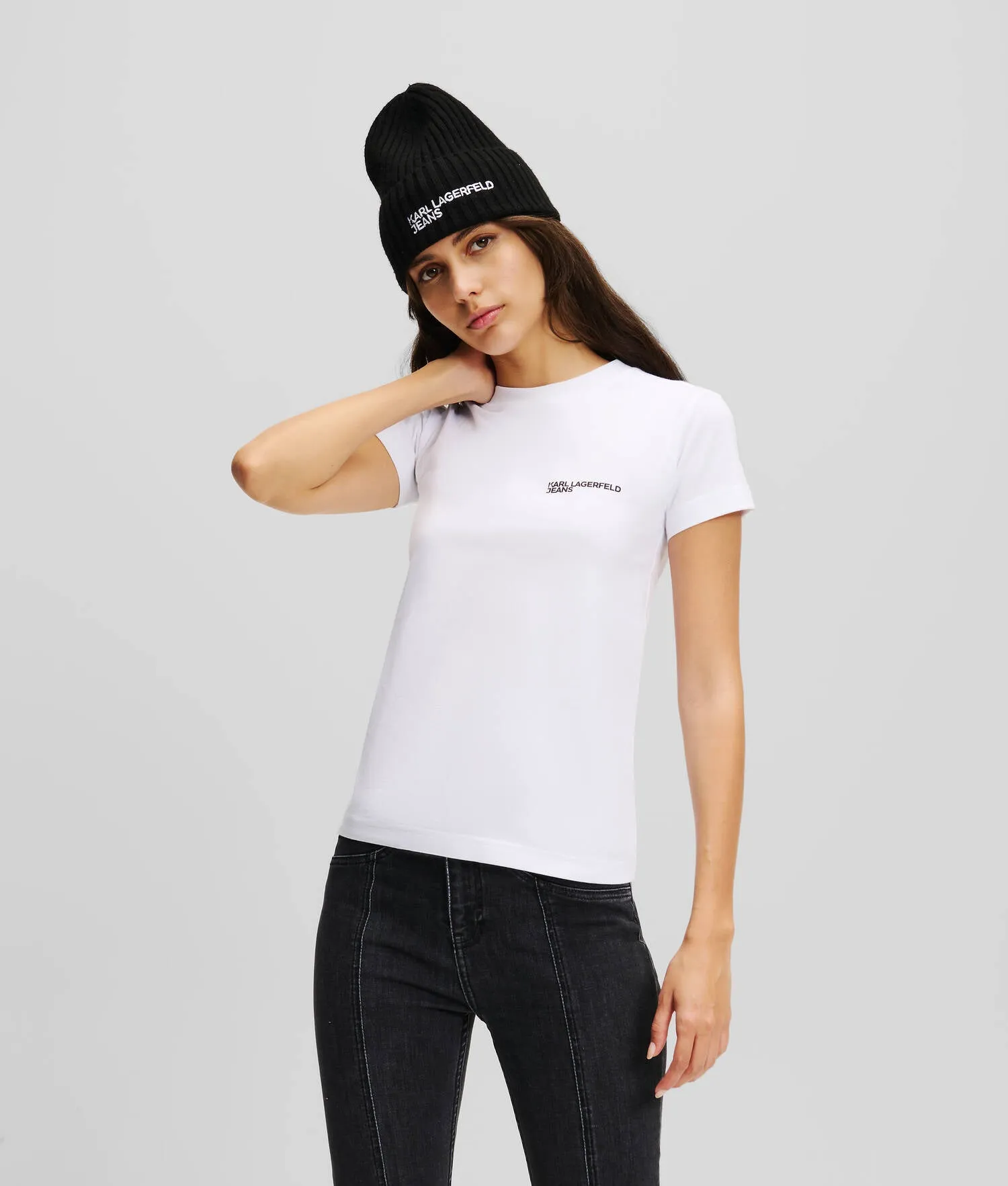 Karl Lagerfeld Logo Slim Fit T-shirt | White