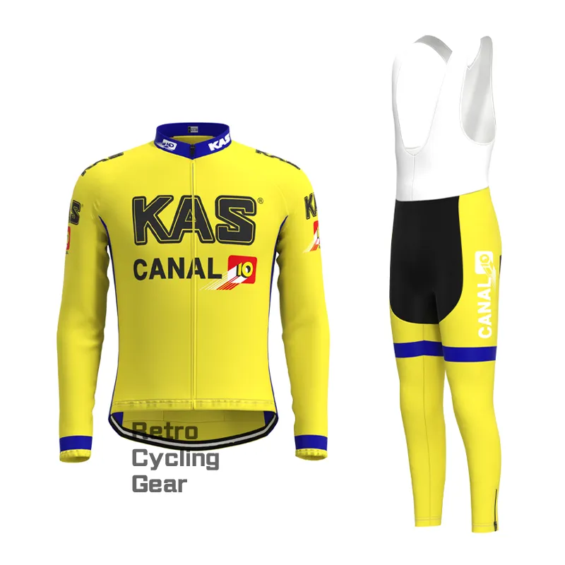 KAS Yellow Retro Long Sleeve Cycling Kit