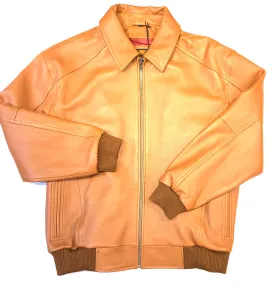 Kashani Men's Cognac Antique Lambskin Bomber Jacket