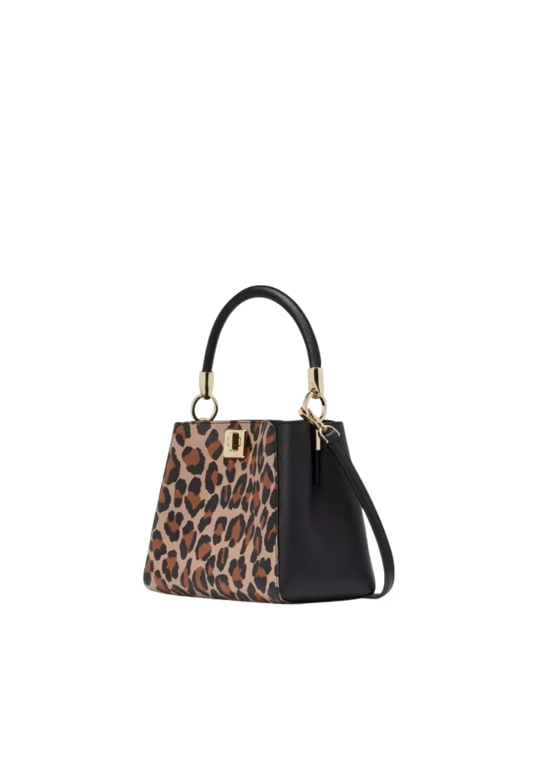 Kate Spade Phoebe Small Spotted Leopard Top Handle Satchel Bag In Brown Multi KH486