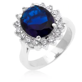 Katie Royal Sapphire 12mm Oval Halo Engagement Ring | 6.5ct