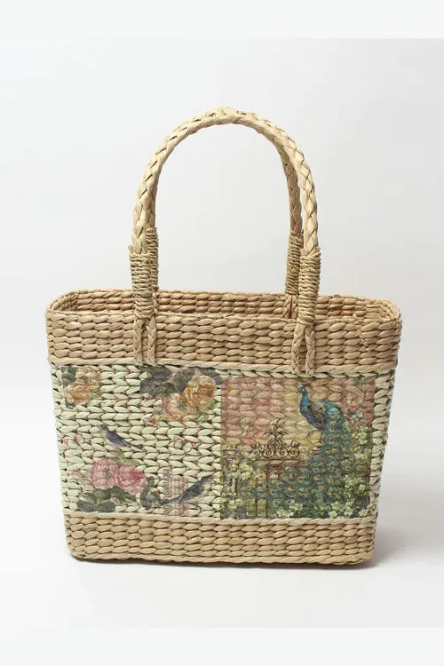 Kauna Grass Peacock Shopping Basket