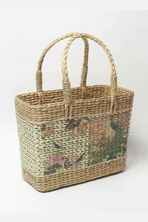 Kauna Grass Peacock Shopping Basket