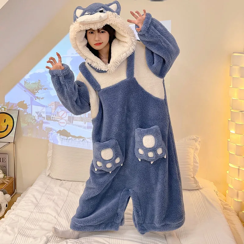 Kawaii Pajamas Jumpsuits Winter Sleepwear Warm Animal Unisex Cosplay Onesie