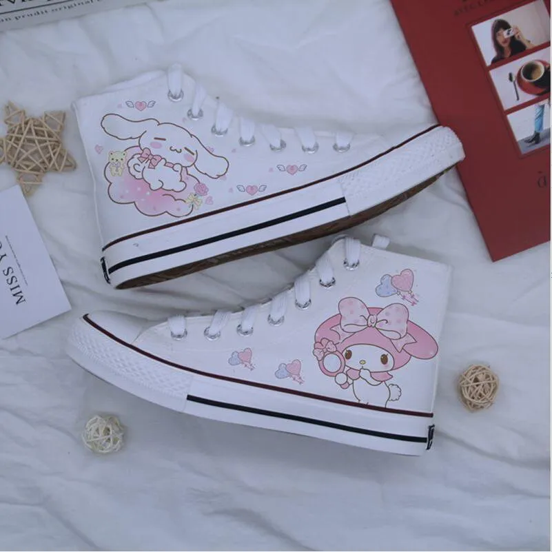 Kawaii Pink High Top Canvas Sneakers Shoes SK376