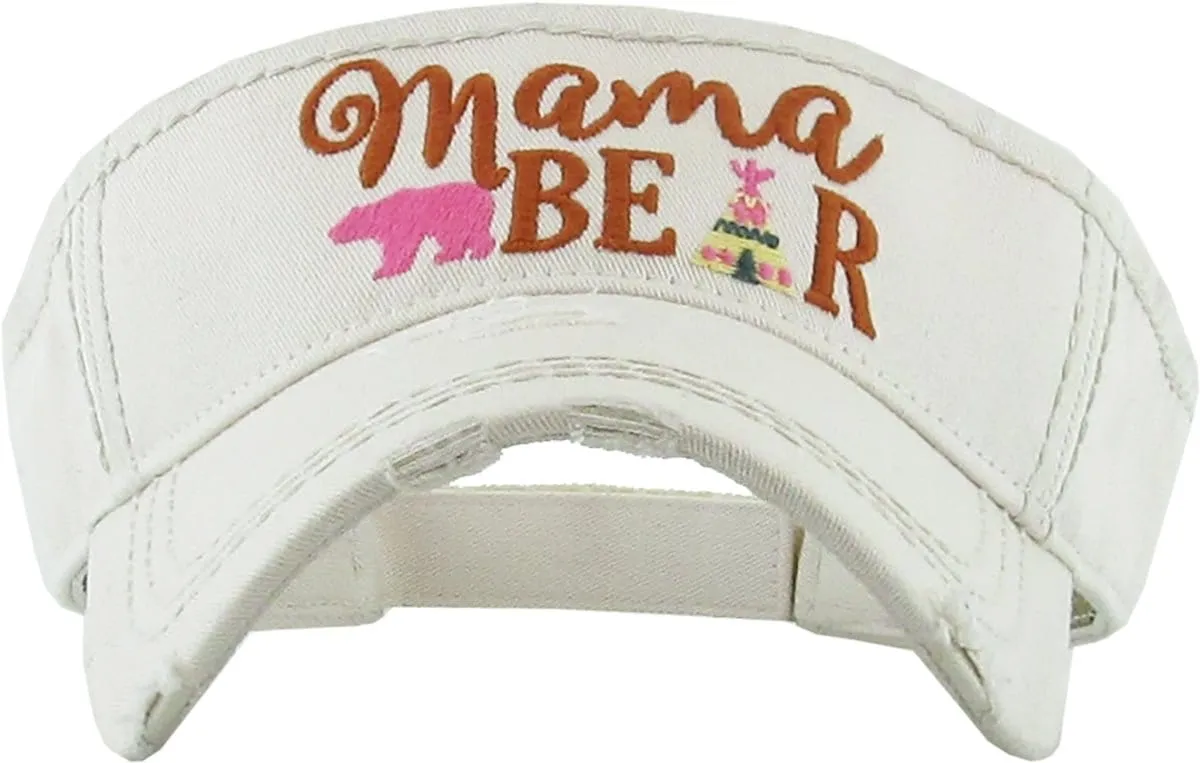 KBR129  MAMA BEAR Washed Vintage Sun Visor