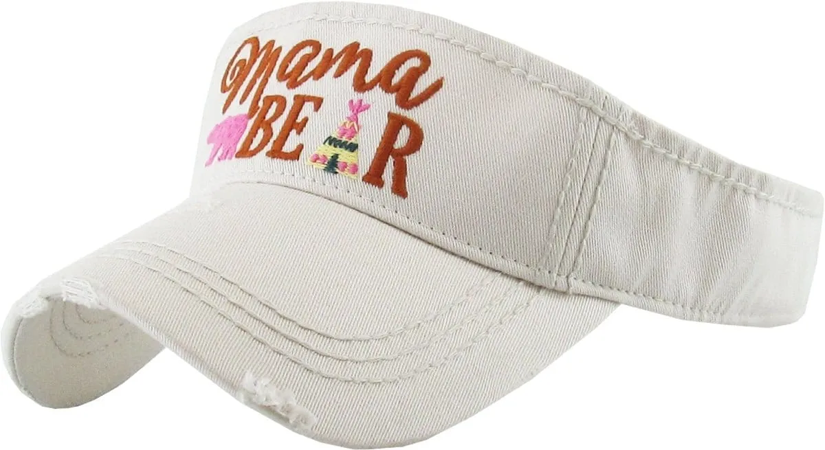 KBR129  MAMA BEAR Washed Vintage Sun Visor