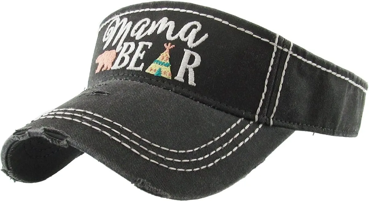 KBR129  MAMA BEAR Washed Vintage Sun Visor