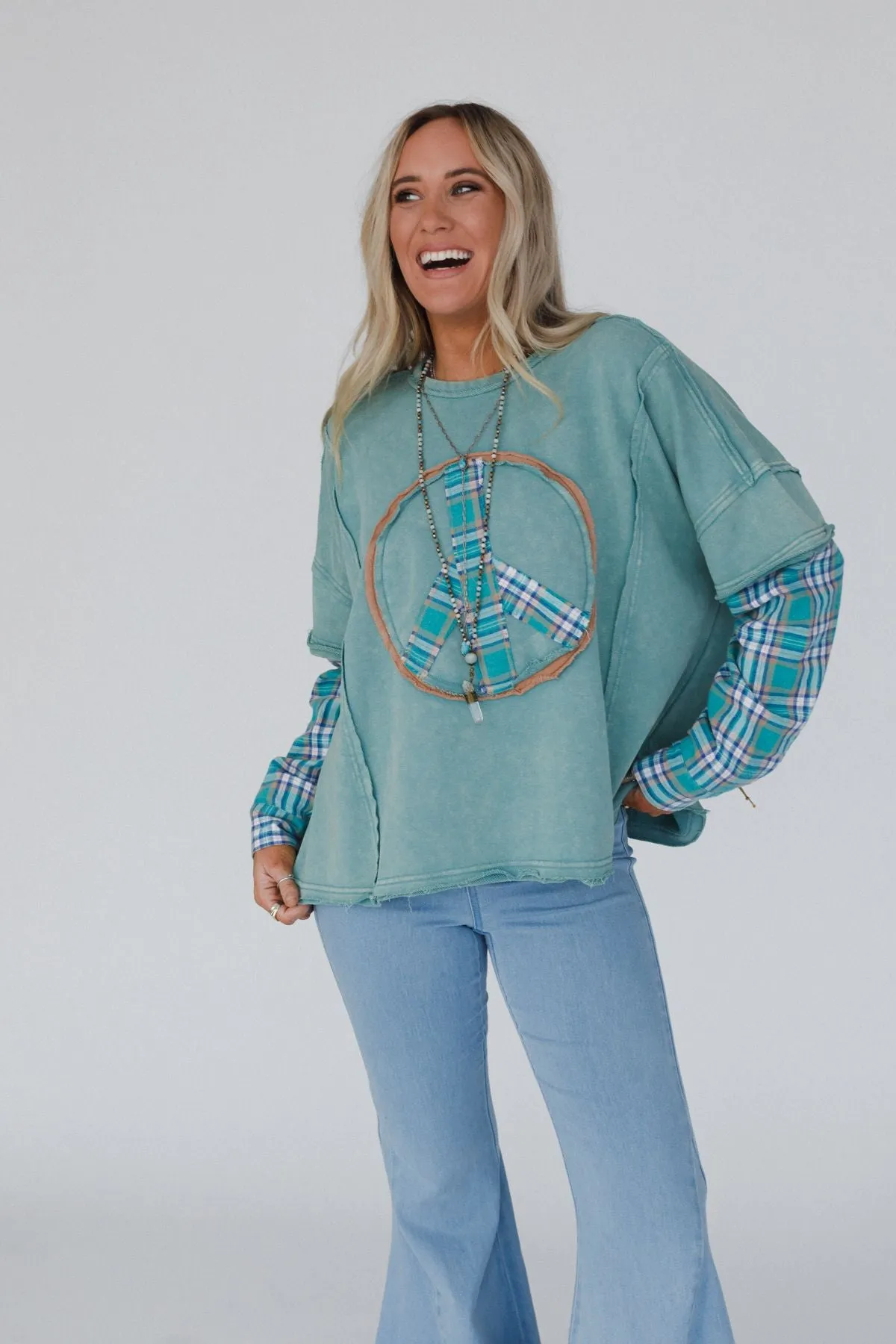 Keep Me Plaid Top - Teal