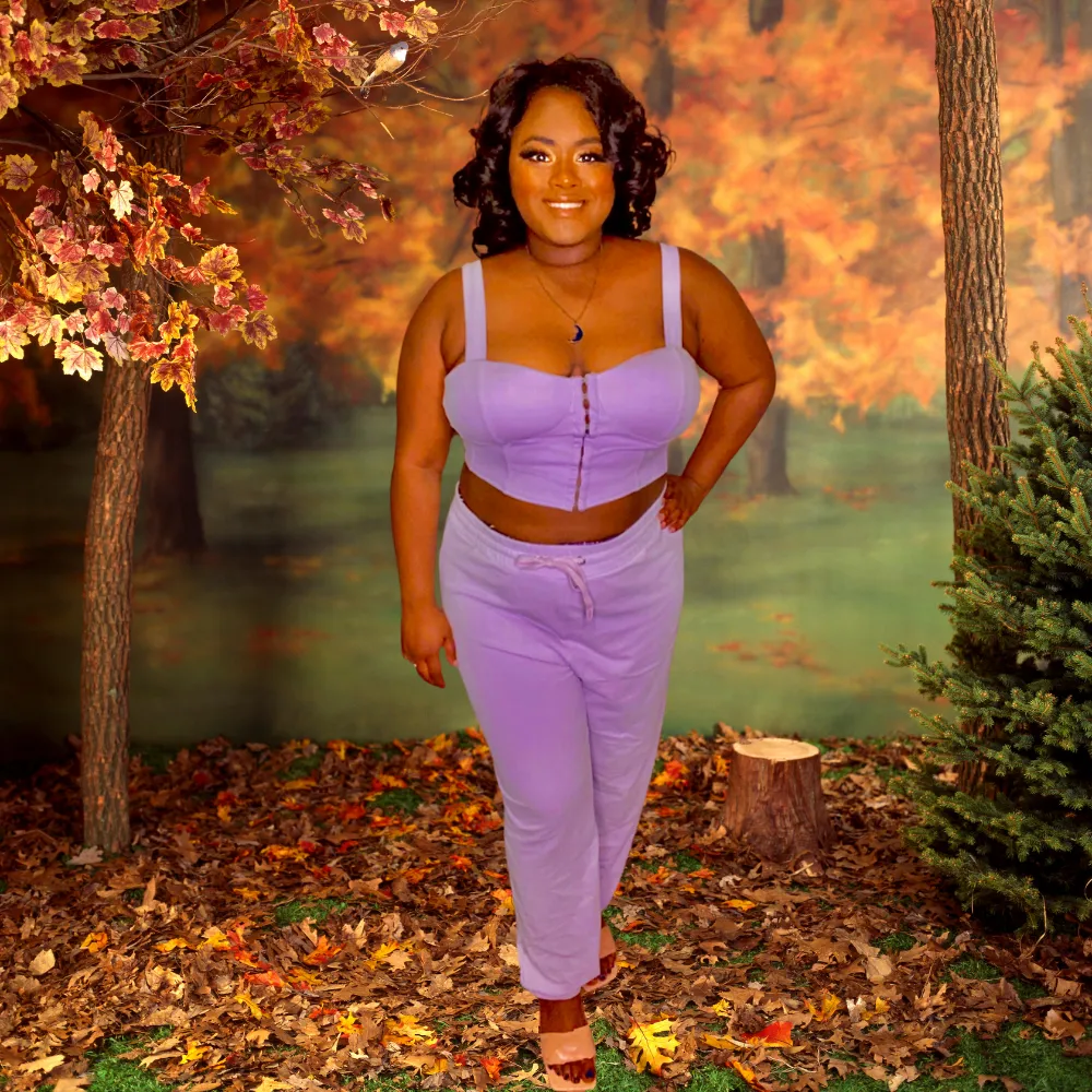 KeKe Lavender Plus Size Corset and Jogger Set