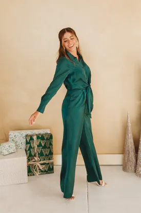 Kelsey Emerald Green Satin Jumpsuit - FINAL SALE