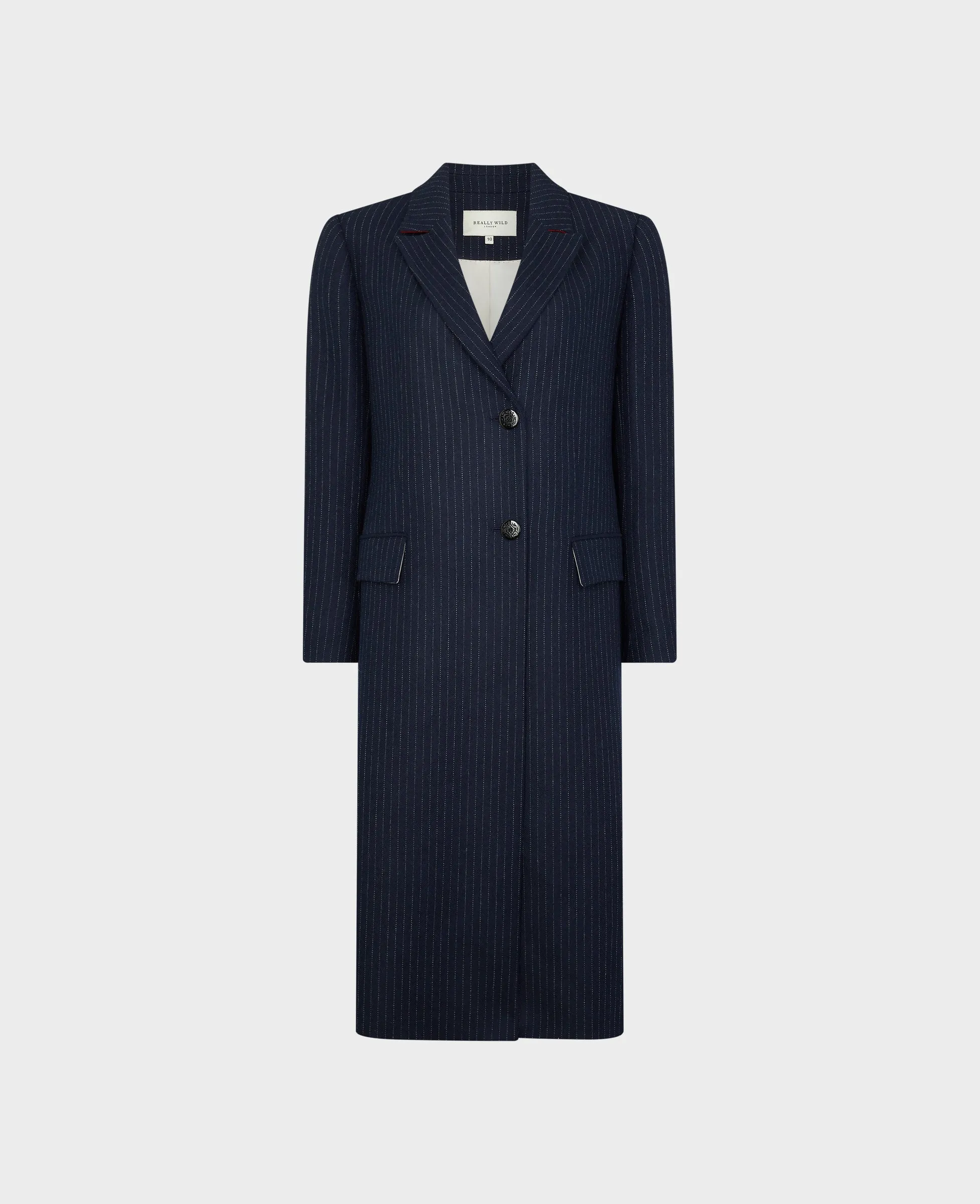 Kensington Single-Breasted Pinstripe Coat