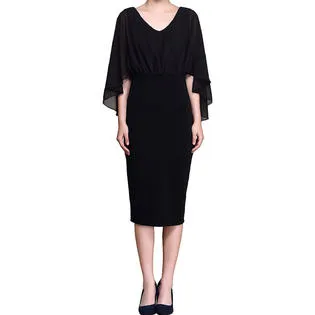 Ketty More Women Thin Floucing Wrapped Sleeves Slim Dress - KMWDC977