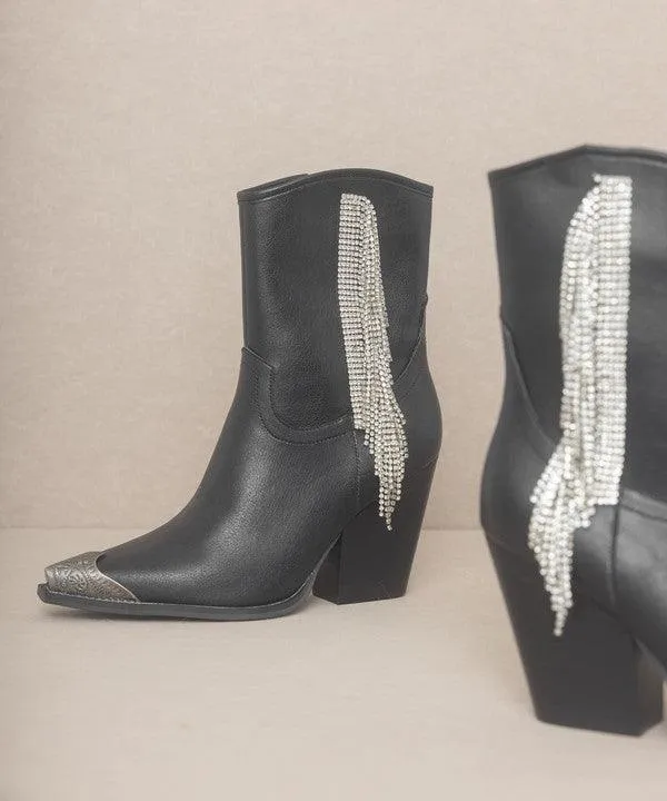 Kia Rhinestone Fringe Boots