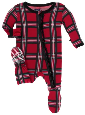 KicKee Pants Christmas Plaid 2019 Muffin Ruffle Footie with Zipper