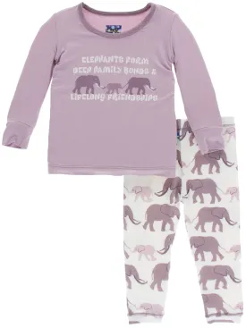 KicKee Pants Natural Elephants Long Sleeve Pajama Set