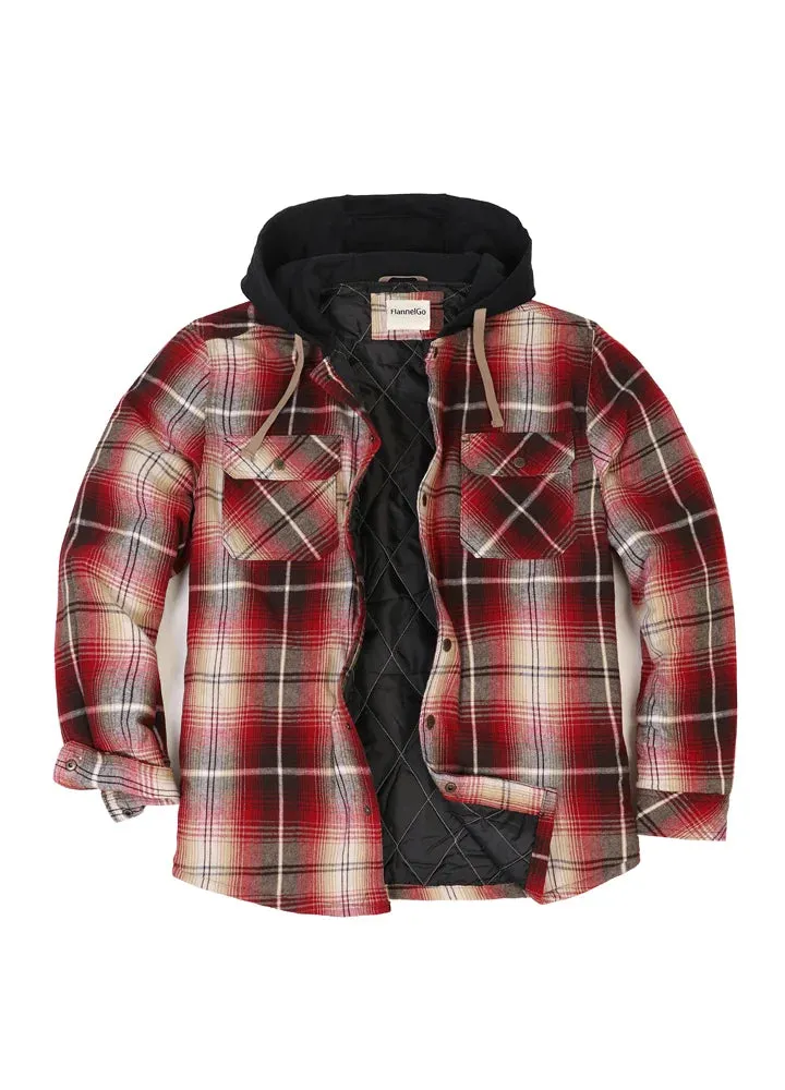 Kids Boys and Girls Quilted Lined Hooded Flannel Shirt Jacket,Snap Button