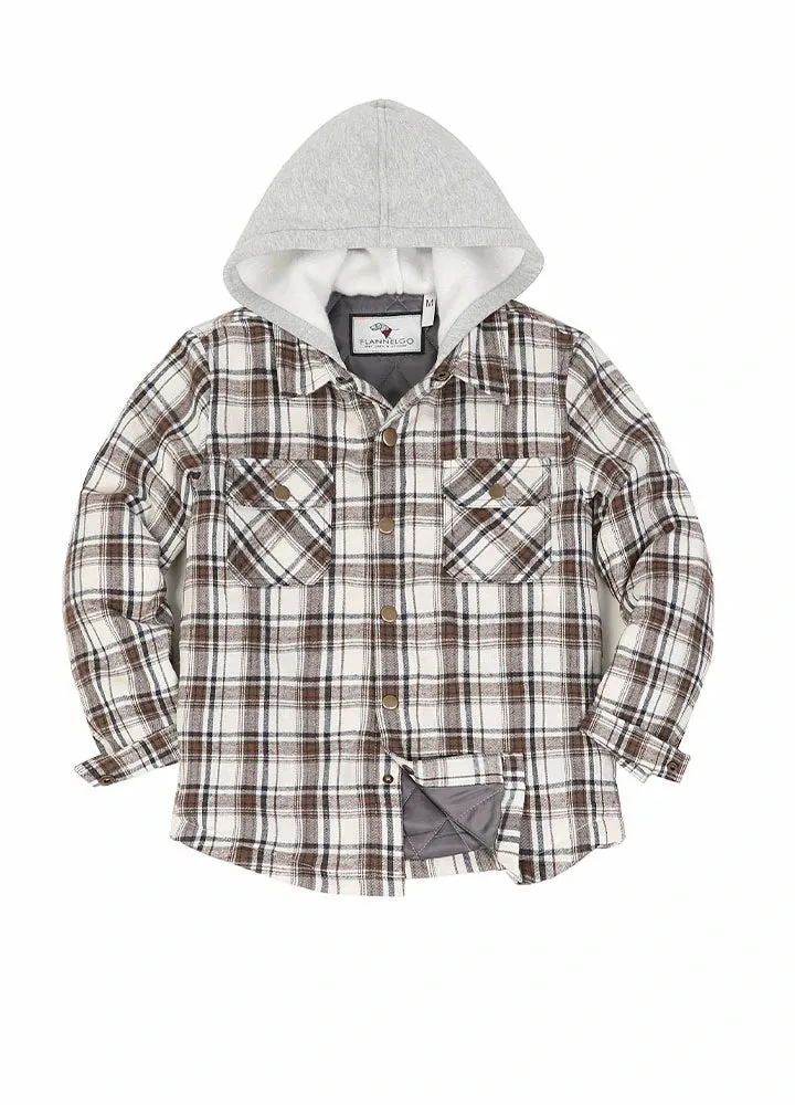 Kids Boys and Girls Quilted Lined Hooded Flannel Shirt Jacket,Snap Button