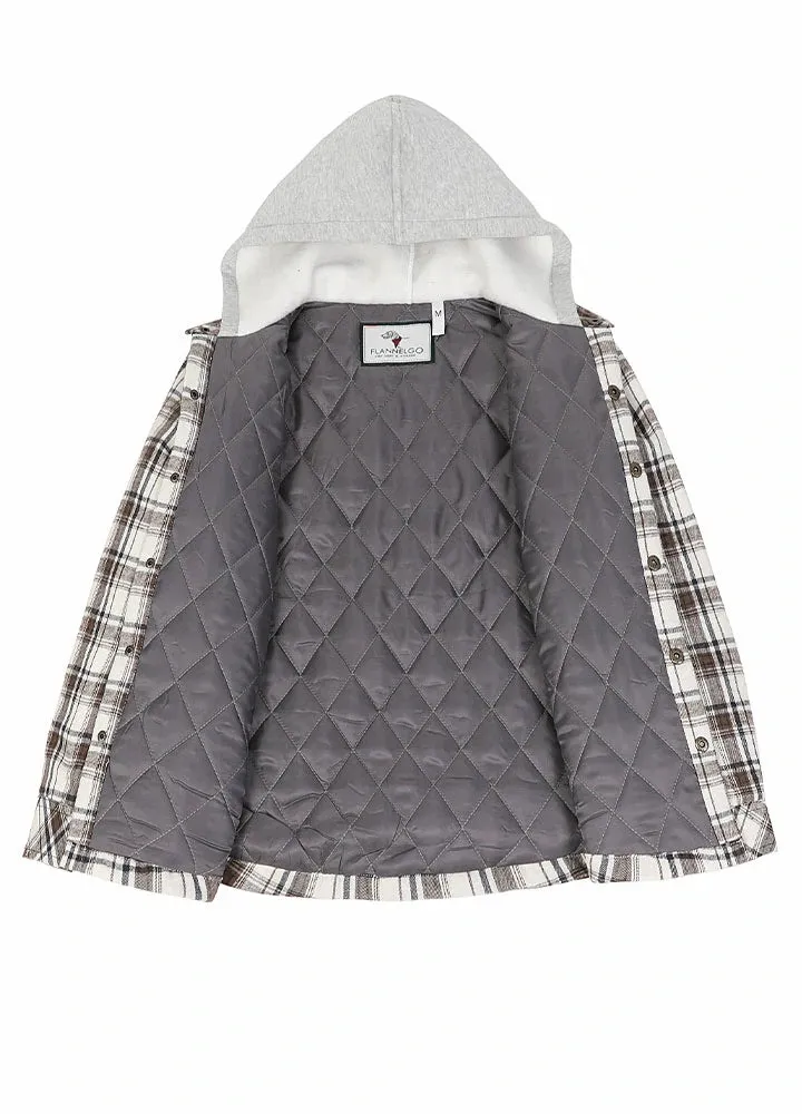 Kids Boys and Girls Quilted Lined Hooded Flannel Shirt Jacket,Snap Button