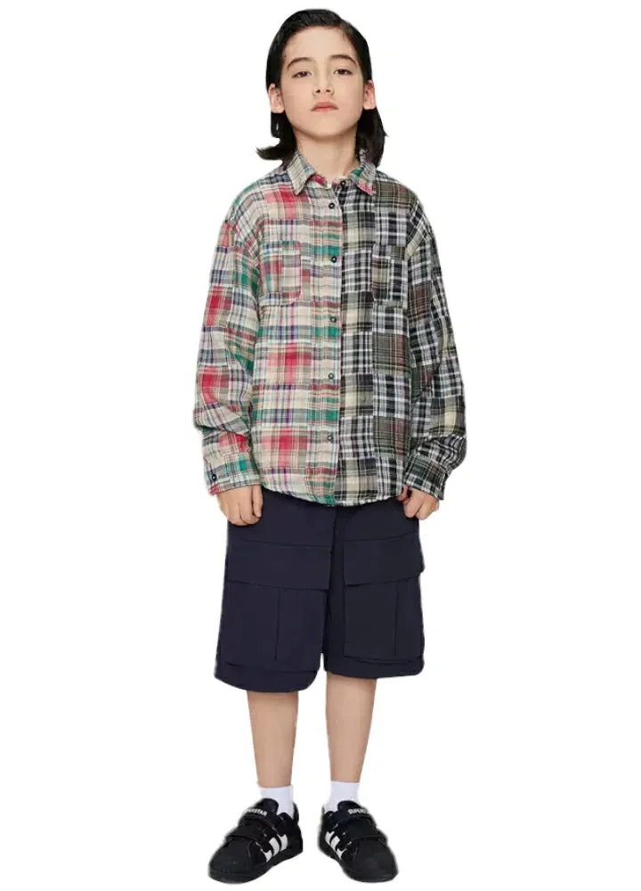 Kid's Classic Patchwork Flannel Plaid Shirt