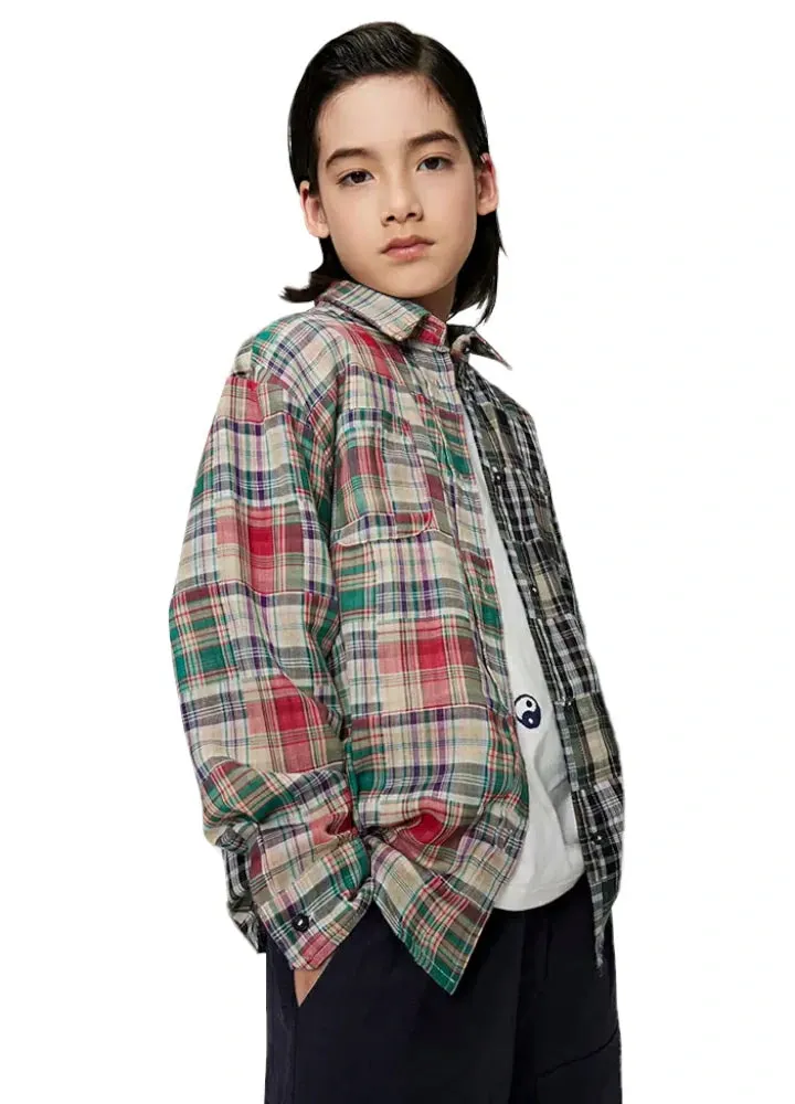 Kid's Classic Patchwork Flannel Plaid Shirt