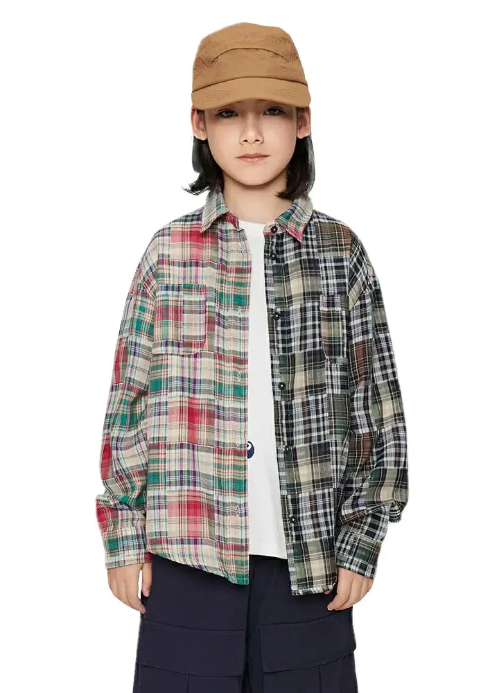 Kid's Classic Patchwork Flannel Plaid Shirt