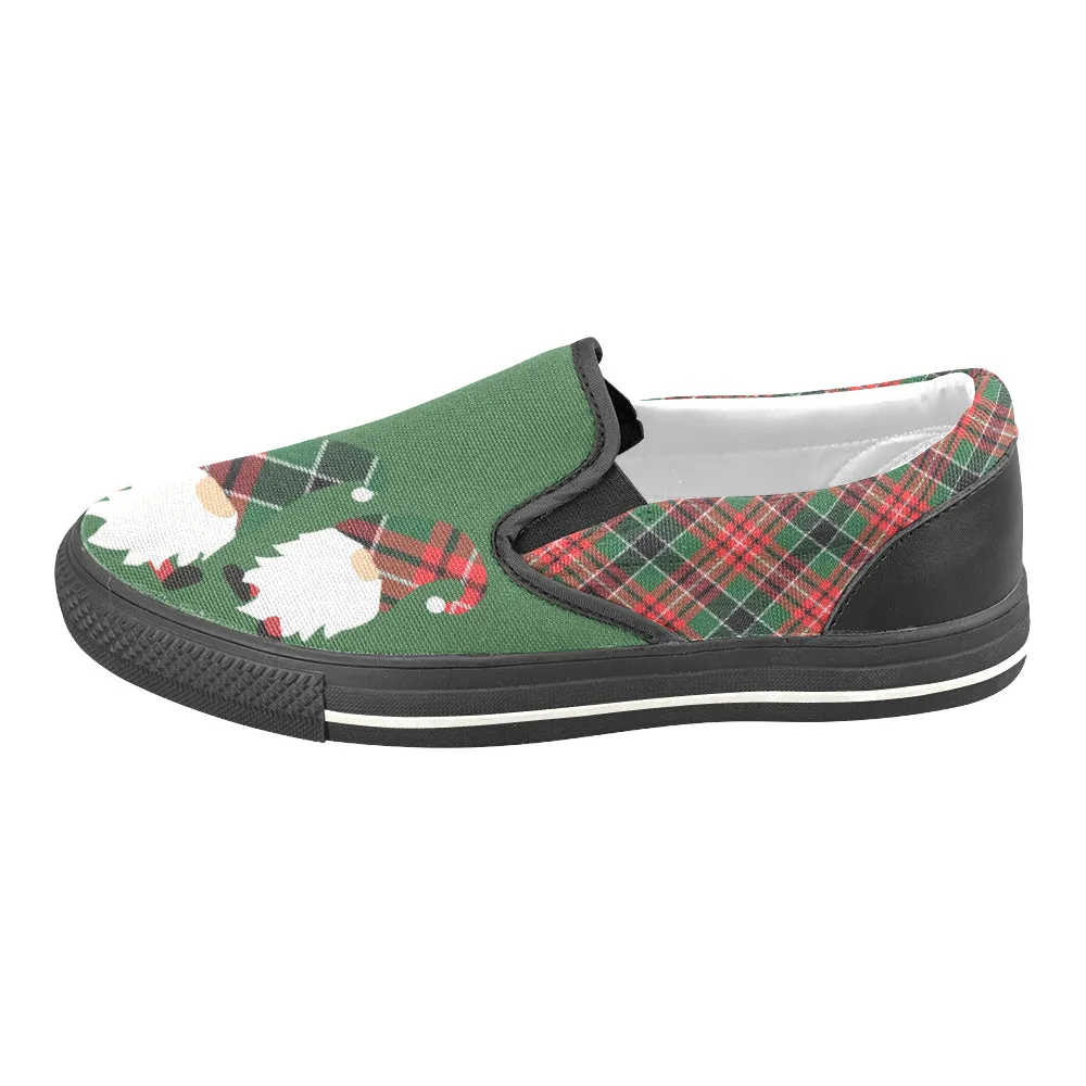 Kid's Elves Christmas Print Canvas Slip On Shoes