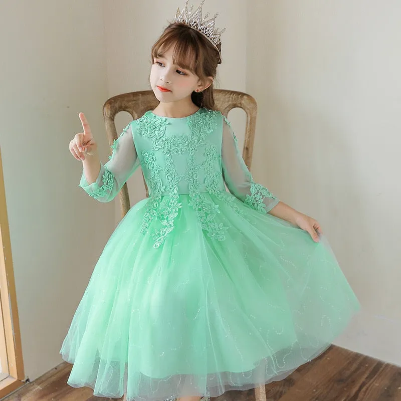 Kids Girls Red Dress Lace Prom Ball Gown Toddler Kids Clothing Wedding Evening Formal Dress - KGD8364