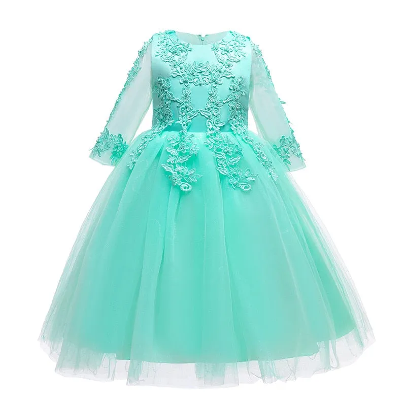 Kids Girls Red Dress Lace Prom Ball Gown Toddler Kids Clothing Wedding Evening Formal Dress - KGD8364