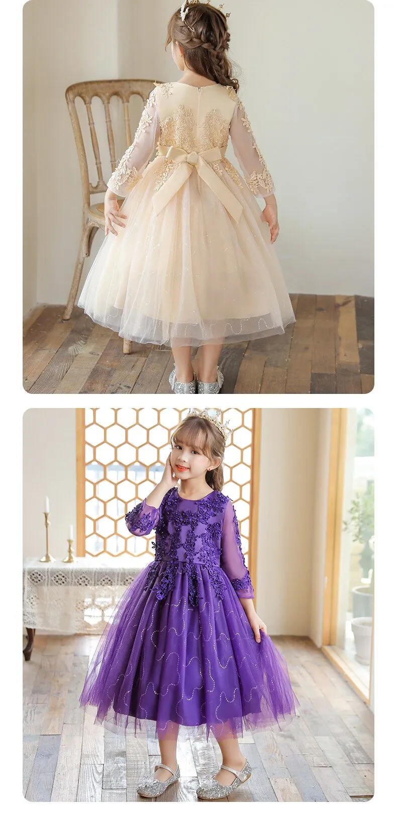 Kids Girls Red Dress Lace Prom Ball Gown Toddler Kids Clothing Wedding Evening Formal Dress - KGD8364