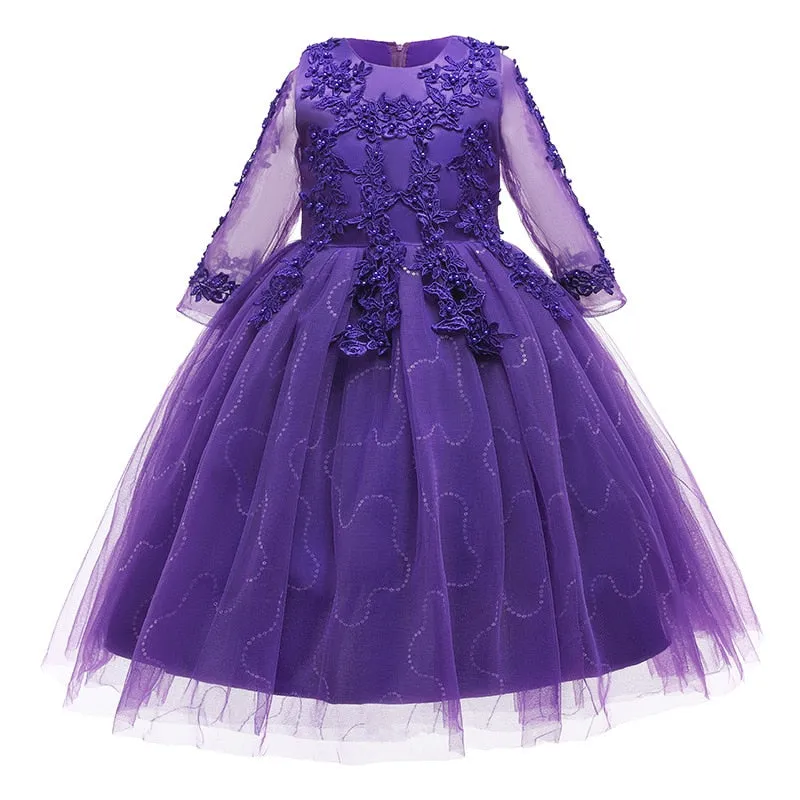 Kids Girls Red Dress Lace Prom Ball Gown Toddler Kids Clothing Wedding Evening Formal Dress - KGD8364