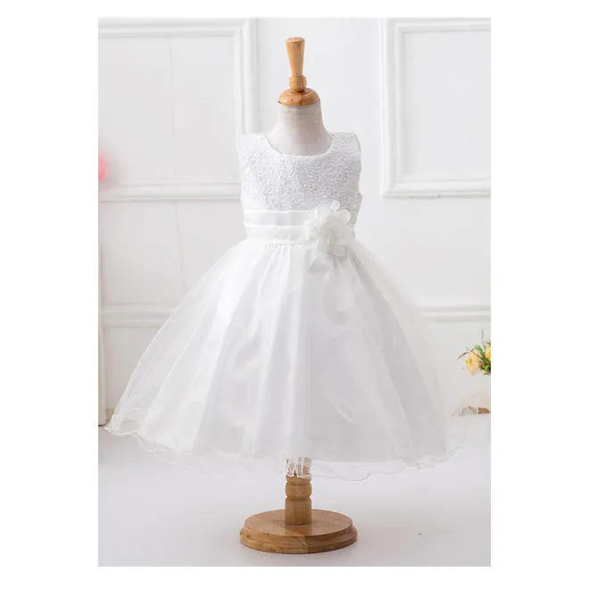 Kids Girls Sequins Decorated Thin Mesh Skirt Sleeveless Magnificent Splendid Dress - C639TCKGD