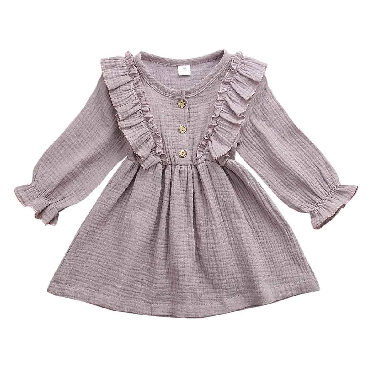 Kids Toddler Baby Girl Ruffle Long Sleeve Dress Princess Party Dress