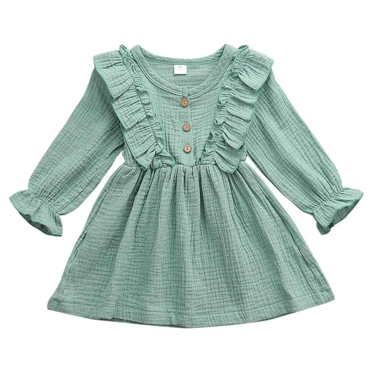 Kids Toddler Baby Girl Ruffle Long Sleeve Dress Princess Party Dress