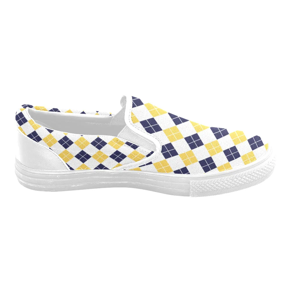 Kids's Diagonal Checkers Print Canvas Slip-on Shoes