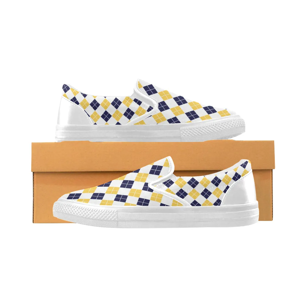 Kids's Diagonal Checkers Print Canvas Slip-on Shoes