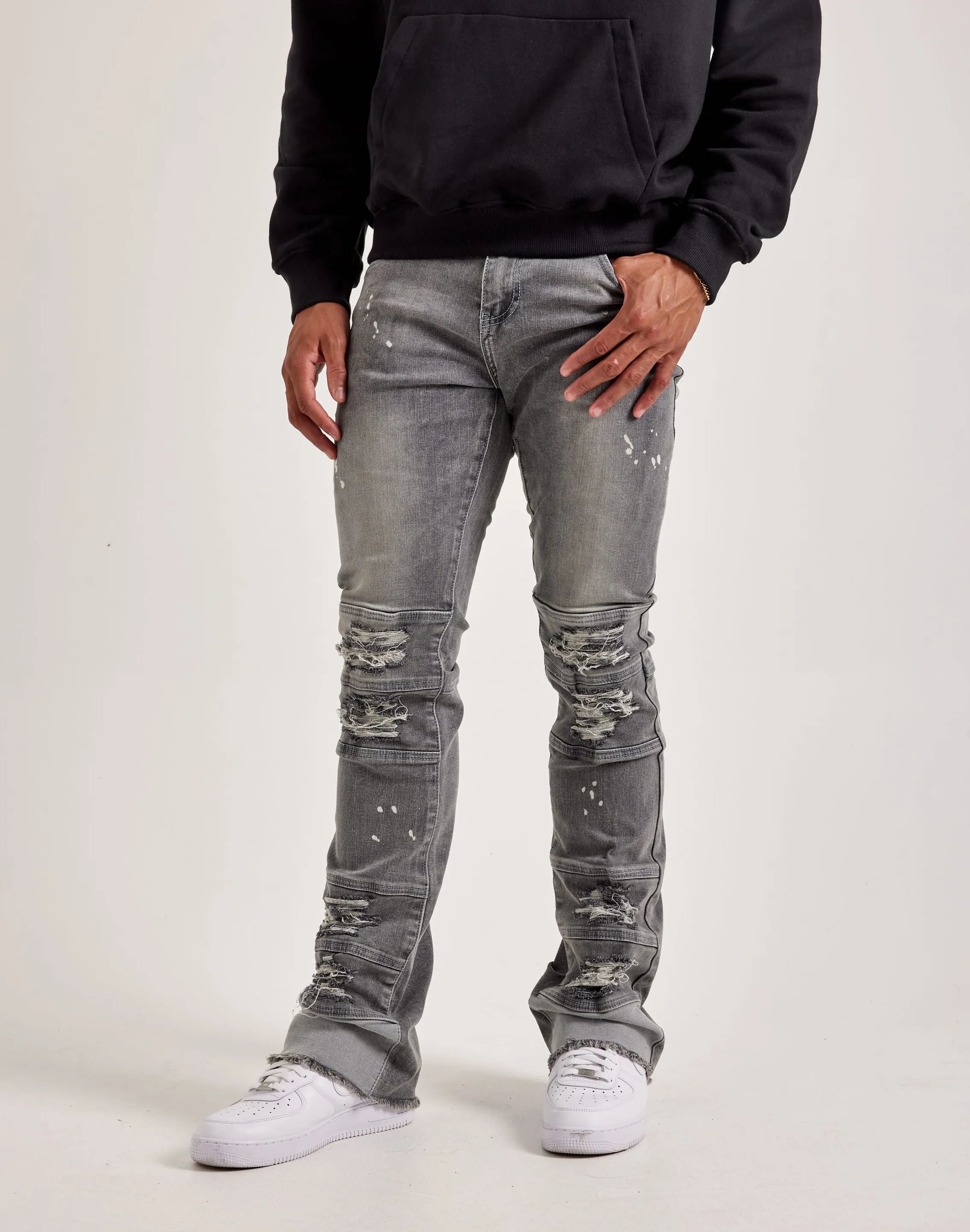 Kilogram Heavy Ripped Stacked Denim Jeans