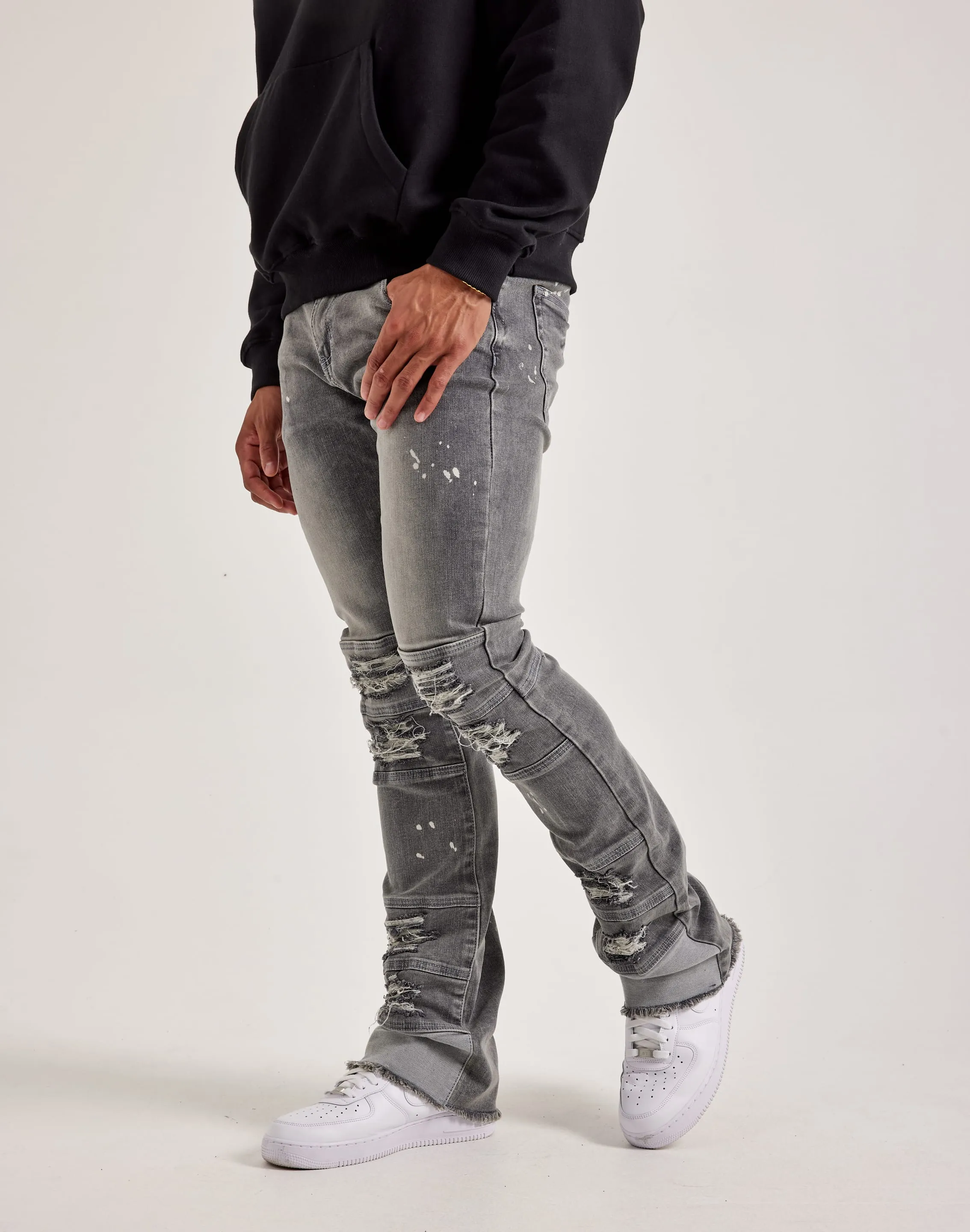 Kilogram Heavy Ripped Stacked Denim Jeans