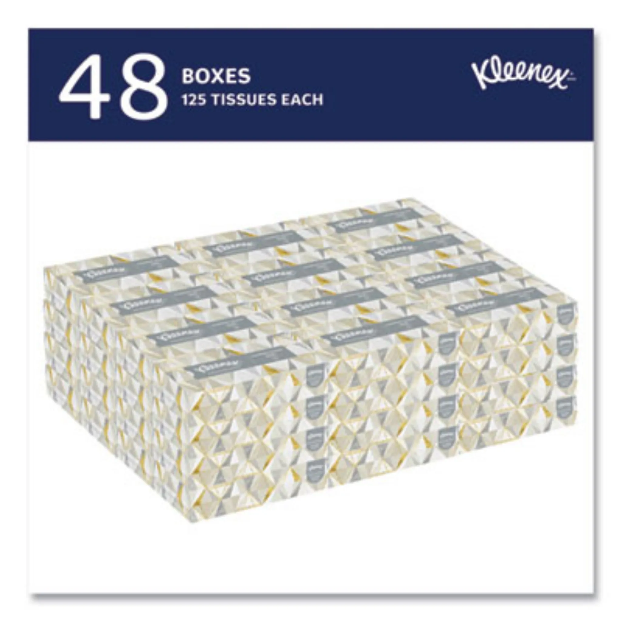 KIMBERLY-CLARK KCC21606CT White Facial Tissue for Business, 2-Ply, White, Pop-Up Box, Box of 125 Sheets, Carton of 48 Boxes