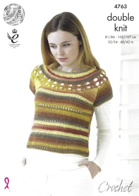 King Cole 4763 Top with Yoke Plus Accessories DK Crochet Pattern